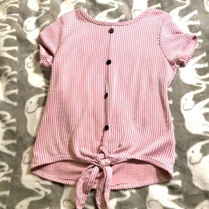 Pink shirt with white stripes